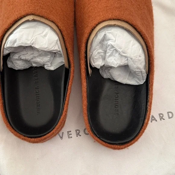 Veronica Beard Orange Cuoio Fenella Wool Mule Slides - Picture 9 of 12